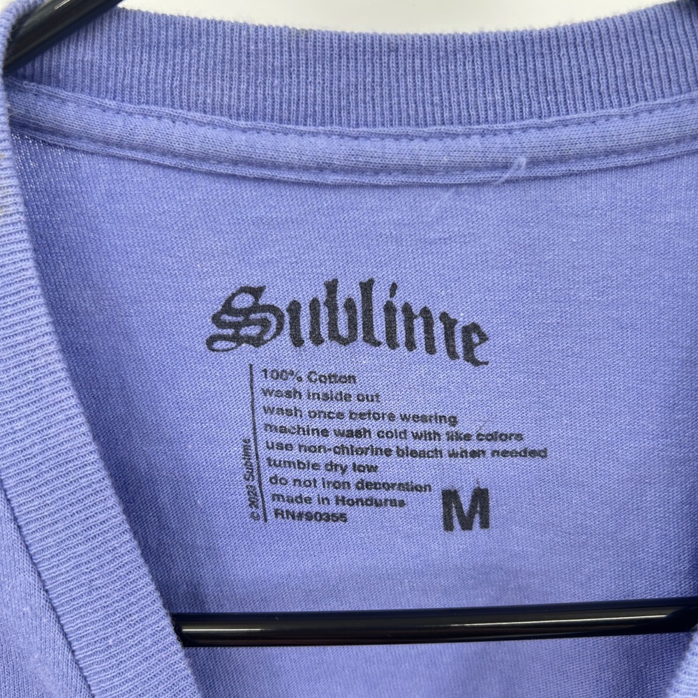 Sublime Graphic Sun Flower T-Shirt Size M Periwinkle Blue Reggae Rock Skater 90s - Picture 3 of 7